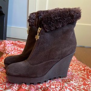 Diane Von Furstenberg high wedge suede ankle boots
